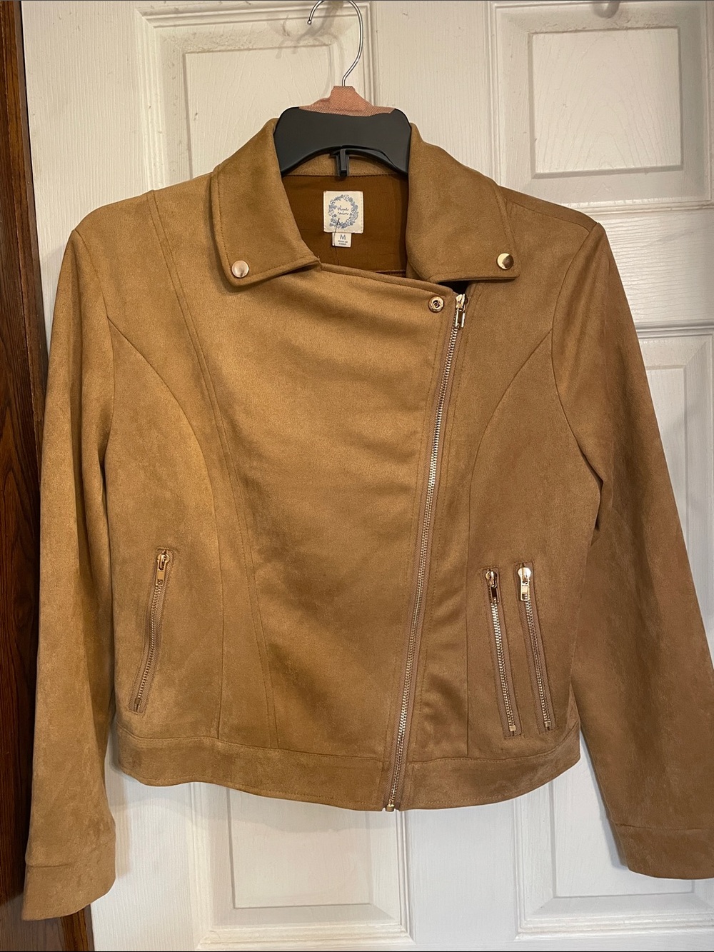 Blue Rain Camel Suede Moto Jacket